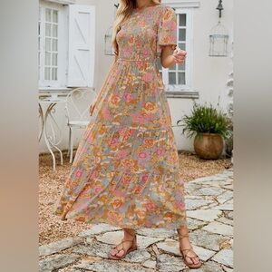 ZESICA Women's 2024 Summer Casual Floral Print Maxi Dress